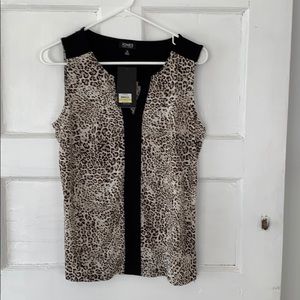 Jones New York - Leopard Print Top w Gold Detail